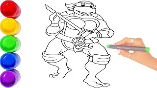 How To Draw Leonardo from Ninja Turtles || Easy Drawing Ninja Turtles for kids 🐢💚💙
