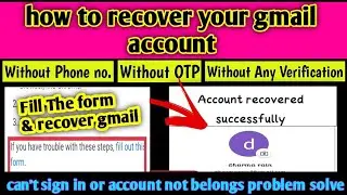 How To Recover Gmail Account Without Phone Number WithOut verification 2️⃣0️⃣2️⃣1️⃣