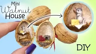 Miniature Dollhouse In A Walnut Tutorial // DIY Mouse House