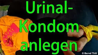 How to put a self-adhesive urinal condom - Putting a urinal condom on the stiff penis - 18+ - 4K