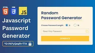 Random Password Generator in HTML | Advanced Javascript Tutorial | Copy to Clipboard | Copy Text CSS