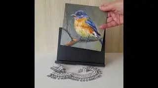 Певчая птица. Картина маслом. 