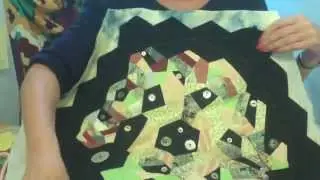 Part 2 Crazy Patchwork with 10cm Hexagons. Hand Sewing Project.