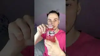 Trying a drink with jelly inside 