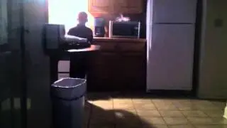 Kid flashing over eating his hotdogs!