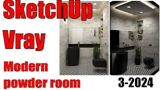 Modern Powder room in SketchUp Vray
