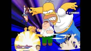 MUGEN - Homer Simpson & Peter Griffin VS Konata Izumi & Haruhi Suzumiya: HOMER & PETER WINS!
