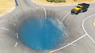 Cars vs Giant Pit – BeamNG.Drive