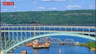 LIVE CAM Hudson River & Harlem River | City Sounds ASMR | Amtrak Trains