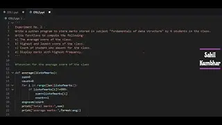 SPPU DSL/FDS Experiment no.2 Group A || Python Program 👨‍💻👨‍💻