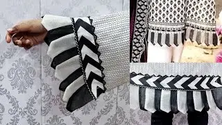 Trendy Stylish designer Sleeves and Daman Design cutting Stitching* DIY ( Sewing project's)Tutorial