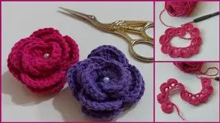 Super Easy crochet flower pattern for beginners / Amazing rose crochet flower knitting pattern