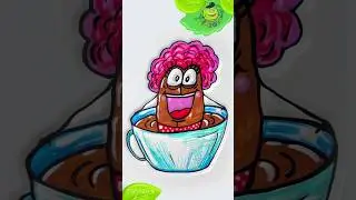 Рисунок как кокао боб Бруно купается в чашке#shorts