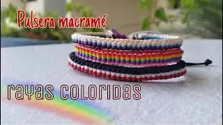 Macrame bracelet with colorful stripes🌈 | Easy Macrame Knitting - Diy Cute