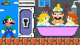 Super Mario: What if Peach and Daisy in Mario's bathroom? | Game Animation