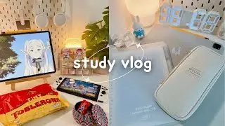 [STUDY VLOG] studying, note-taking, gaming, watching anime, mini haul, and more 🎀🍰🎀