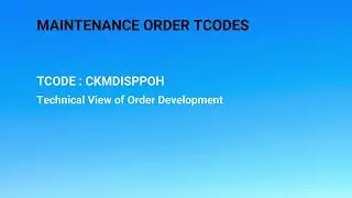 SAP Maintenance Order  Tcodes list