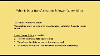 Lecture No. 7 What is Data Transformation & Power Query Editor