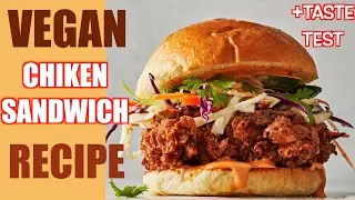 LIONS MANE VEGAN CHICKEN SANDWICH RECIPE | TASTE TEST MUKBANG