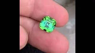 Bluish Green Tourmaline, Cushion Shape 6.30 Carats - Fresh Green Loose Tourmaline