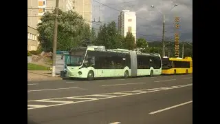 Минск, поездка на троллейбусе БКМ-43300Д, парк.№ 5052, марш.909 (07.05.2022)