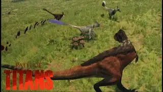 Alioramus vs HUGE Deinonychus pack! | Path of Titans