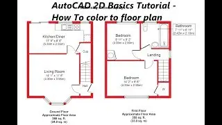 AutoCAD 2D Basics Tutorial - How To color to floor plan (part 3) (#civil_engineering)
