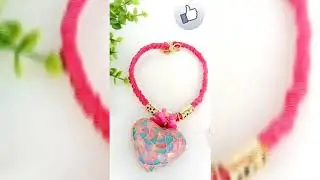 Collar artesanal mexicano rosa corazon vitral ceramica