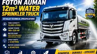 FOTON AUMAN 12CBM Water Sprinkler Truck | Detailed Technical Specifications
