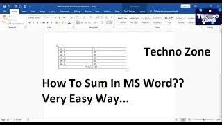 AutoSum Formula in Word  | How To Sum In MS Word  | MS Word Tutorials