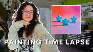 Blue Candy Stars Time Lapse | Alla Prima | No Talking | Relaxing Music