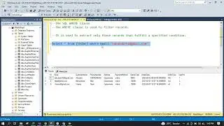 Sql Select keyword with where clause with example