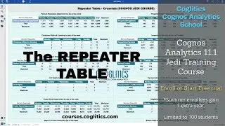 Cognos Analytics 11.1 Online Training Course - Repeater Table with Lists and Crosstabs