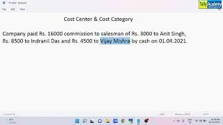 Cost Center & Cost Category In Tally Prime