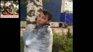 Примотали алкашей стрейчем к деревьям