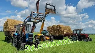 Эх, сенокос...Поехали мы за рулонами на двух МТЗ и JCB 526-56.Будни тракториста. Деревенская жизнь.