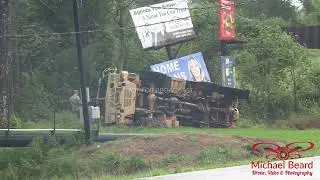 09-11-2024 Morgan city, LA  - Louisiana national gaurd truck slides off road & rolls over