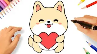 HOW TO DRAW A PUPPY WITH HEART 🐶❤️