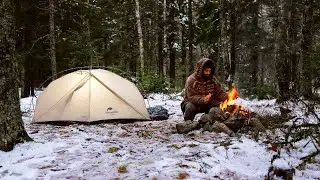 Winter Camping in Rain and Snow