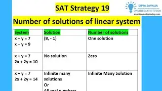 Solving systems of linear equations  | Math | Number of solution of system easy method| SAT 2020