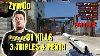 ZywOo Faceit Vertigo POV - 31kills！ - 3 Triples - Quadra ＆Ace - w/apEX - CSGO ZywOo POV!