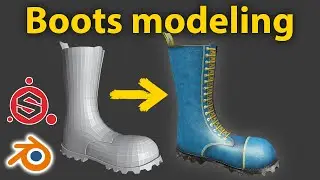 Boots modeling workflow in Blender 3.2 • Low-poly shoes game ready • Texturing in Substance Painter