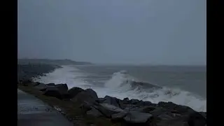 High Winds and Waves Arklow North Beach following Storm Herminia