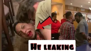 Guy tries to fight everybody at IHOP (Gets Bloody)