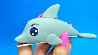✅️МОРСКИЕ ОБИТАТЕЛИ. ⭐️ ЛЕПИМ ДЕЛЬФИНА ДОБРИКА из воздушного пластилина. 🐬 #лепка #дельфин