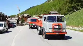 CAMION VINTAGE ITALIANI ED ESTERI IN DISCESA DA CLAVIERE - COLLE DEL MONGINEVRO - RADUNO SUSA 2024