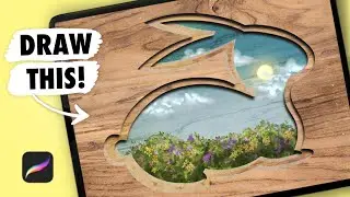 Drawing Easter Wood Cut Illustration in PROCREATE | Digital Art Tutorial