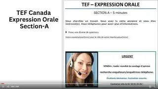 TEF Canada Expression Orale Section A #learnfrench #tefcanada #tefexam #frenchspeakingcourse