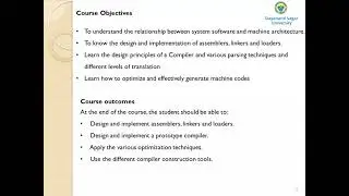 Introduction to compiler design and system software course