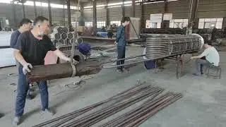 tube bundles-original but effective method #heatexchanger #tubebundles #fintube #condenser #cooler